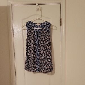 Sleeveless Navy Floral Blouse